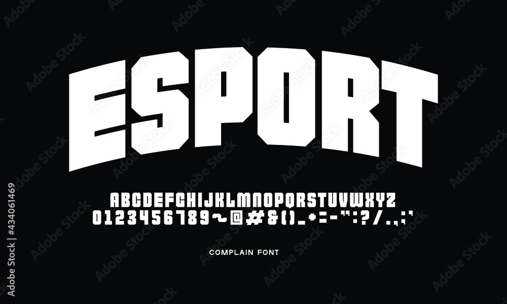 Poster modern font in vector. uppercase version of a display font in bold. creative font which is flexible to be used for any kind of project. alphabet, number, and punctuation in set.