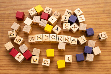 ブロックの手書き文字・国名「アンドラ公国」