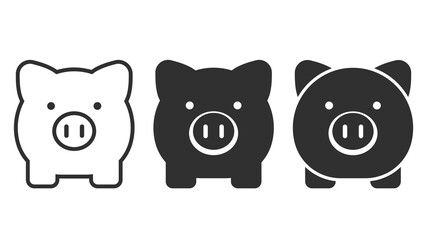 Piggy bank icon isolated on white background. Vector illustration.