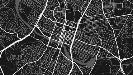 Fototapeta premium Black and white Austin city area vector background map, streets and water cartography illustration.