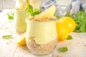 Lemon cheesecake in jar