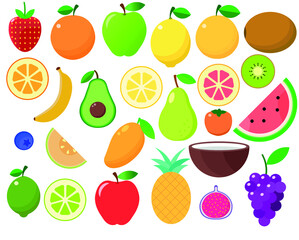 Set of colorful fruit icons