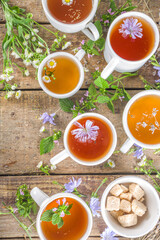 Different herbal tea set