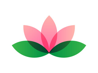 Logo del fiore di loto. Icona, disegno vettoriale di loto  isolato su sfondo bianco in stile piatto. Elemento floreale geometrico