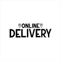 Online delivery vector hand drawn lettering for poster, banner, website, mobile app. Design for food delivery service, clothes, medicine, grocery delivery, online ordering. Isolated on white.