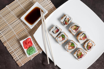 rolls on a plate wasabi and ginger flatley