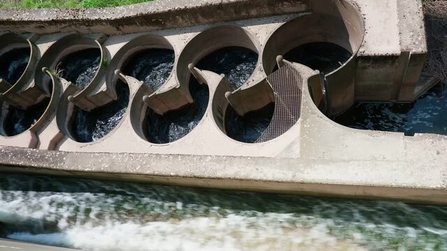 A fish migration facility on a river in Hameln, Germany