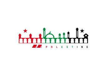 Fototapeta premium palestine lettering in arabic and english written in the shape of mosque dome of the rock