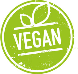 grünes siegel Vegan mit Blättern - obrazy, fototapety, plakaty