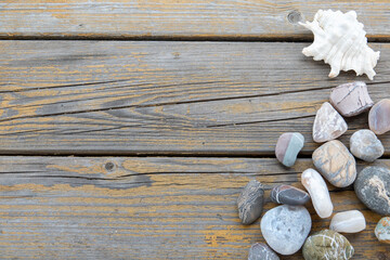closeup of old wood planks texture and grass background