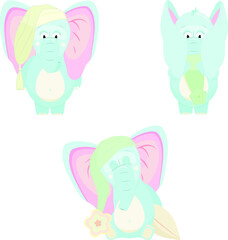 Elephant in nightcap children's illustration of cute elephants web vector