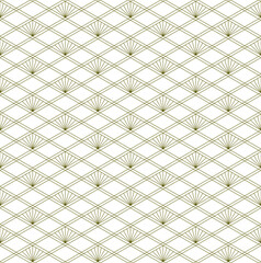 A seamless pattern based on elements of the traditional Japanese craft Kumiko zaiku. Fine lines of brown color.