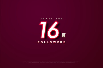 thank you 16k followers with red edged numbers.