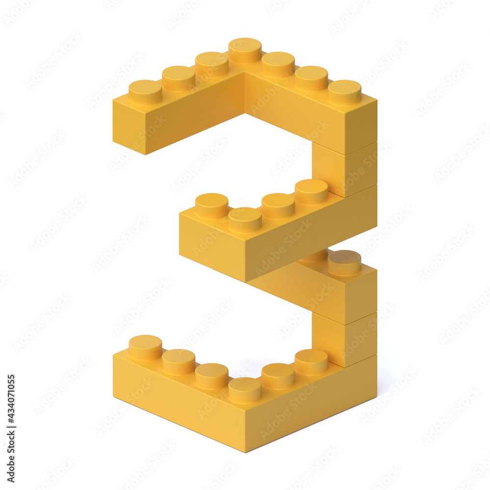 Poster building blocks font 3d rendering number 3