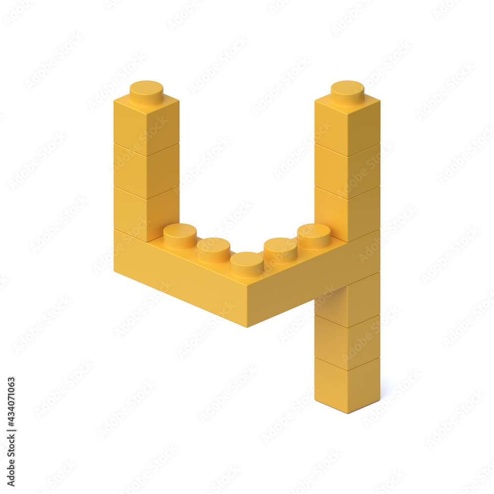 Poster building blocks font 3d rendering number 4
