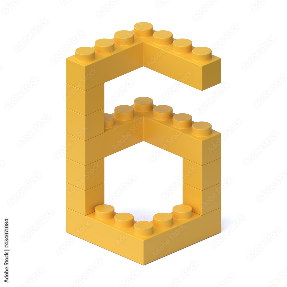 Poster building blocks font 3d rendering number 6