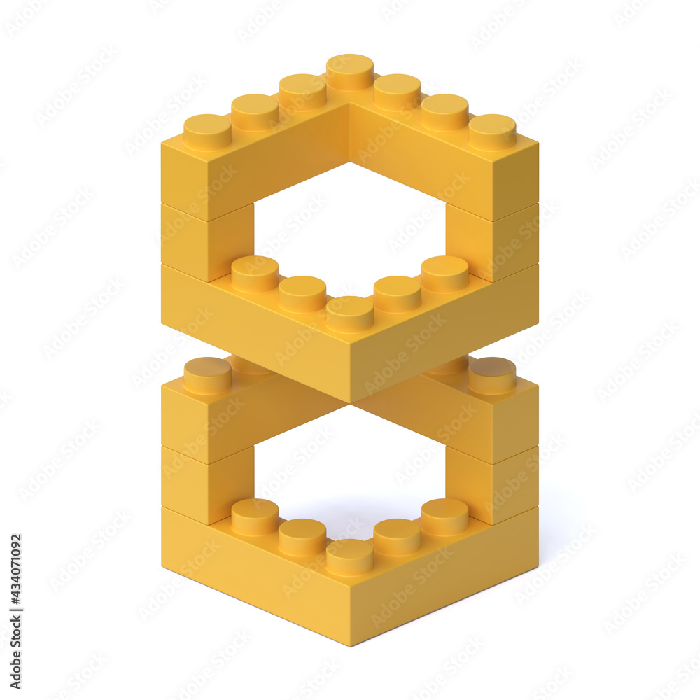 Poster building blocks font 3d rendering number 8