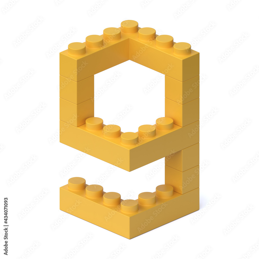 Poster building blocks font 3d rendering number 9