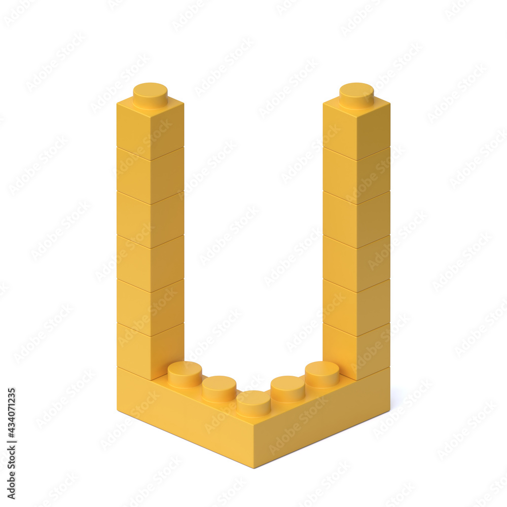 Fototapete building blocks font 3d rendering letter u