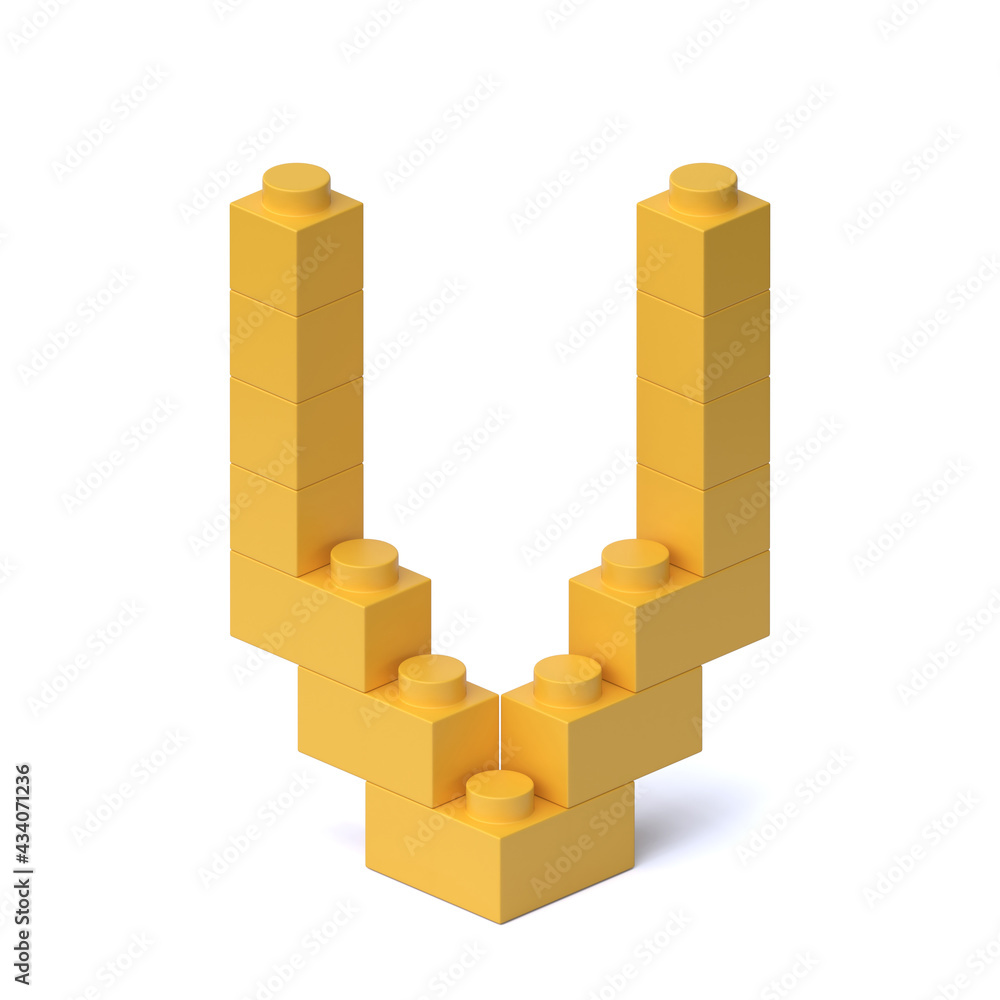 Fototapete building blocks font 3d rendering letter v