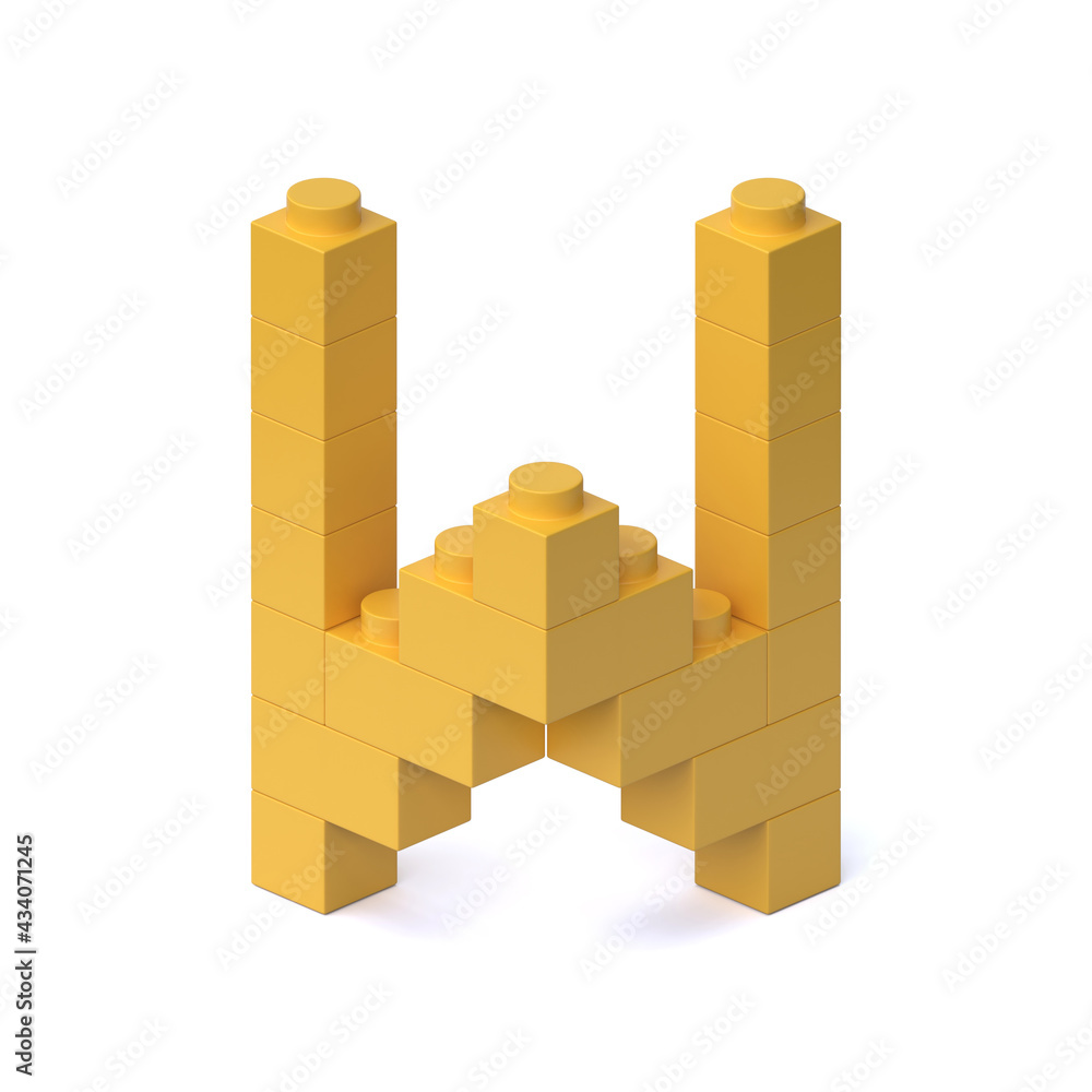 Poster building blocks font 3d rendering letter w