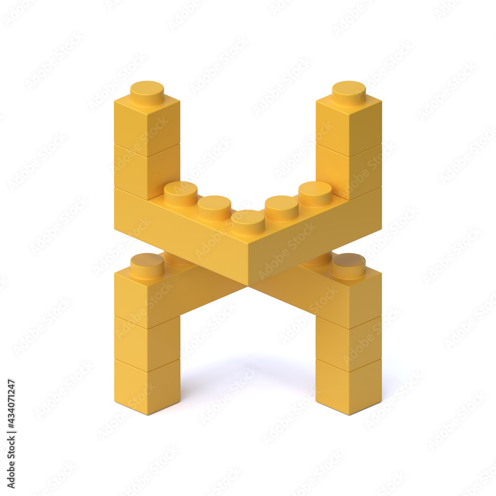 Poster building blocks font 3d rendering letter x