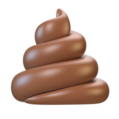 Poop icon isolated on white background, poo emoticon 3d rendering
