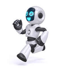 Little robot running, 3d rendering