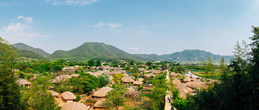 Panoramic view of Naganeupseong Nagan folk village in Suncheon, Korea
