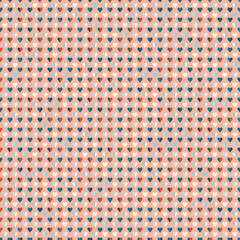 Elegant Seamless vector pattern with little colourful hearts on a pink background. Perfect for printing on fabric, wrapping and gift paper, wallpaper, Valentine and wedding backgrounds.