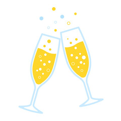 two sparkling champagne glasses vector illustration
