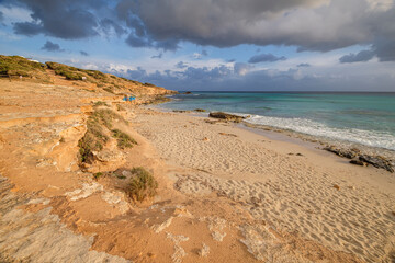 Fototapeta na wymiar Migjorn Es Copinyar beach, Formentera, Pitiusas Islands, Balearic Community, Spain