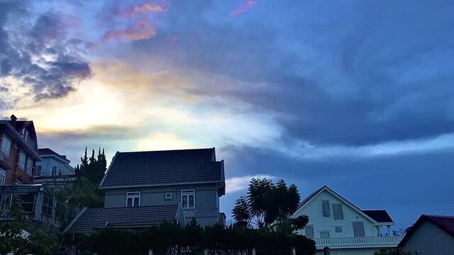 Cumulus rolling clouds timelapse in Dalat, Vietnam's honeymoon capital