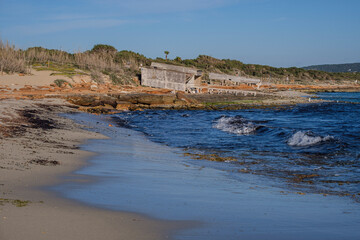 Ca Marí boathouse huts, Migjorn, Formentera, Pitiusas Islands, Balearic Community, Spain