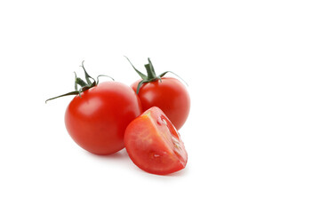 Fresh cherry tomatoes isolated on white background
