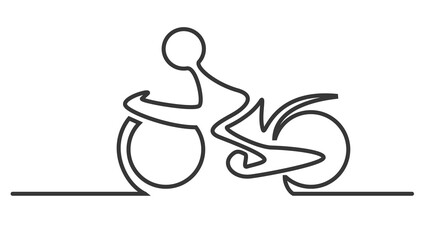 Simple man on the bicycle created from one line.