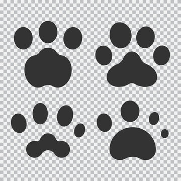 Animal paw vector icons set isolated on a transparent background.