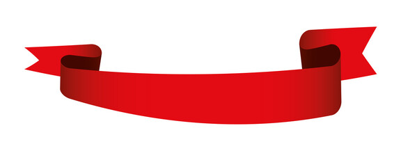 red vintage ribbon banner label on white background	
