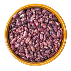red spotted pinto beans in round bowl cutout