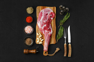 Raw peeled lamb shoulder ready for cooking
