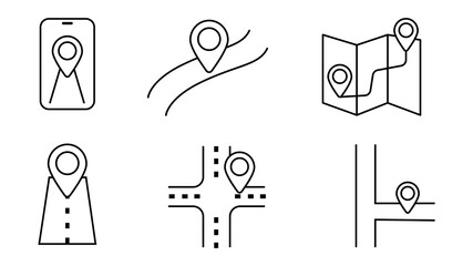 Location icons set. GPS. Vector illustrations