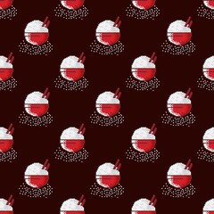 rice bowl seamless pattern background. Vector illustration.