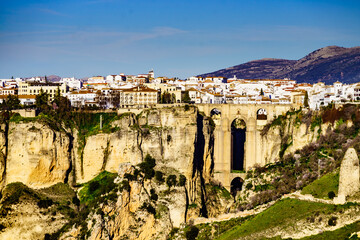 Fototapeta na wymiar Ronda town with old bridge, Andalusia, Spain.