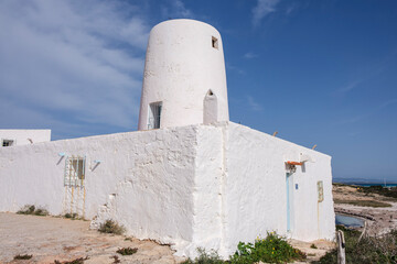 Es Molí de Sal ,mill belonging to the old salt industry.Molí des Carregador de la Sal,  Formentera, Pitiusas Islands, Balearic Community, Spain