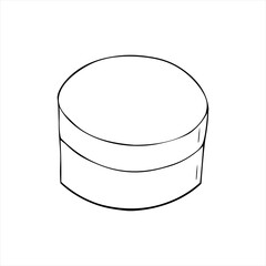 Round wide jar for cosmetics - a container for cream or gel for the face, body, eyes. Isolated vector illustration.