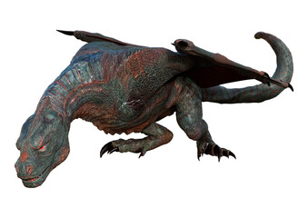 3D Rendering Fairy Tale Dragon on White