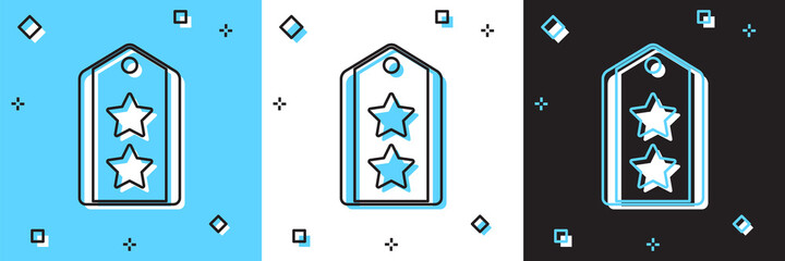 Set Military rank icon isolated on blue and white, black background. Military badge sign. Vector
