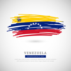 Brush flag of Venezuela country. Happy independence day of Venezuela with grungy flag background