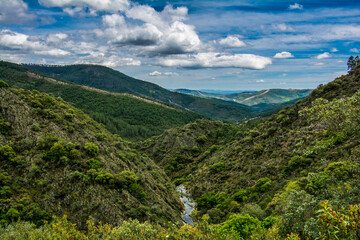 Obraz premium Majestic Landscape Of Forest And Mountains. Landscape Of Sierra De Gata Located North Of Caceres In Extremadura-Spain. Landscape Concept