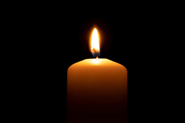 Fire candles on a black background, side view - Powered by Adobe